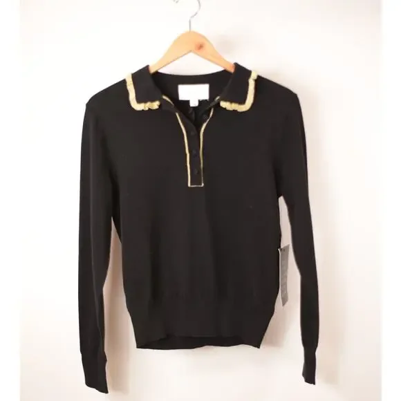 Pomander Place Black Annalane Collared Sweater Size - S - Picture 2 of 2